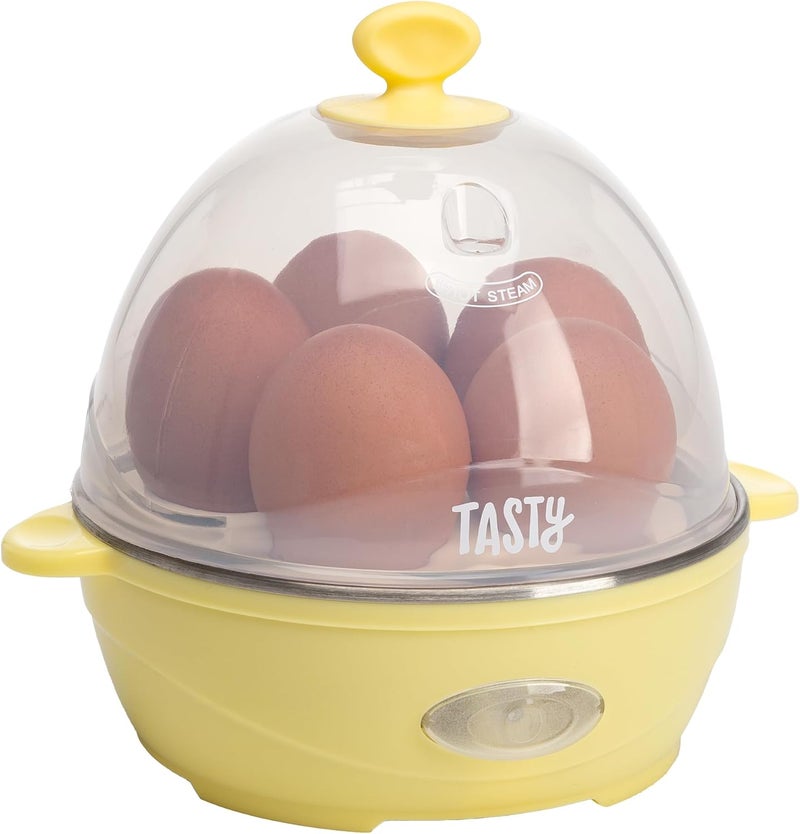 Tasty Mini Rapid Egg Cooker, 5-Egg Capacity for Perfect Hard Boiled Eggs or Omelets, Auto Shut Off, Yellow - Image 1